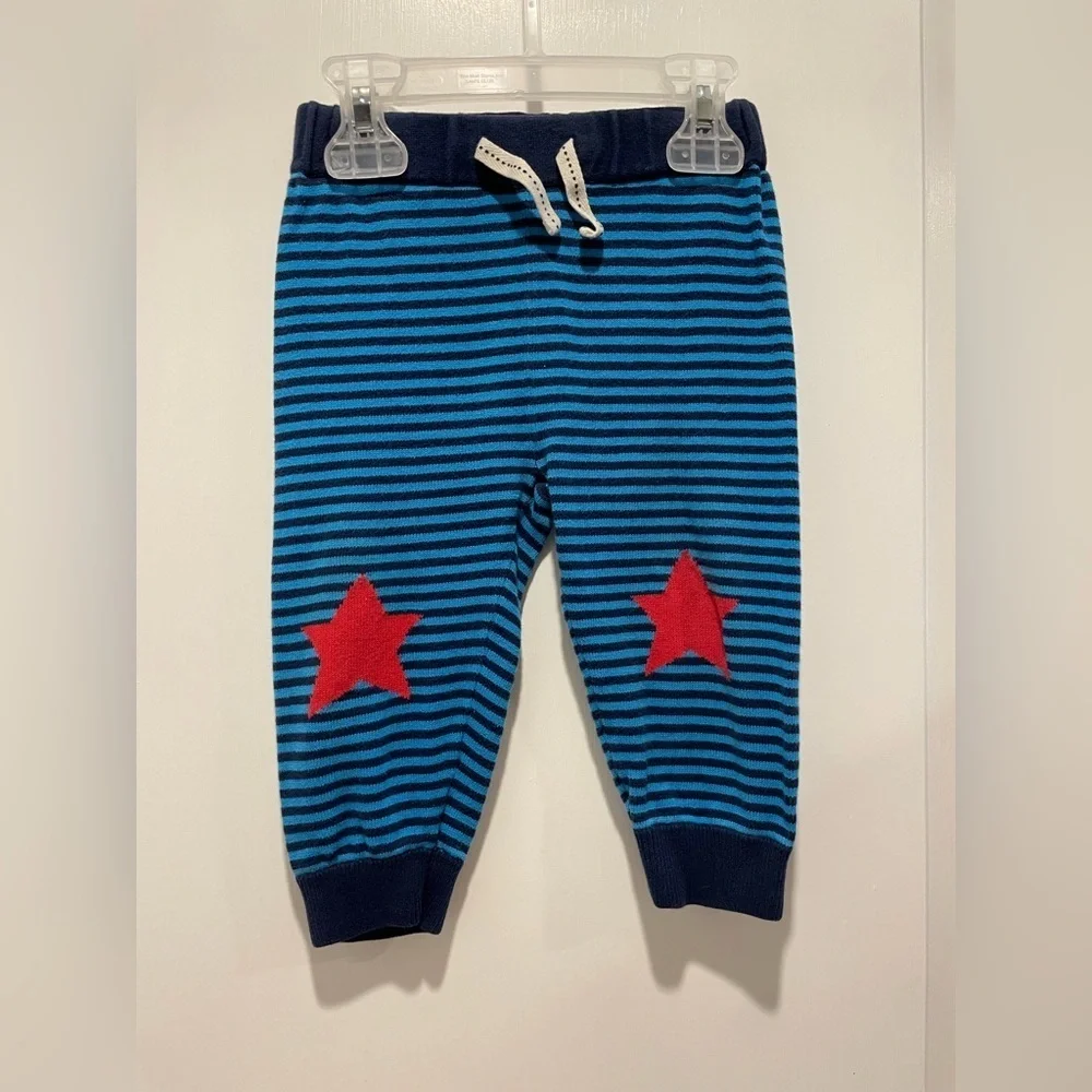 Blue Striped Baby Pants with Red Stars